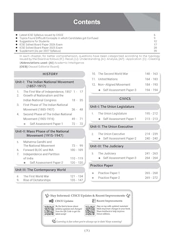 Image of Oswaal Class 10 ICSE Question Bank History & Civics (2017 - 2026) |For 2027 Exam Chapter-wise & Topic-wise with Competency Based Questions | Includes ... | Self-Assessment Papers | Practice Papers