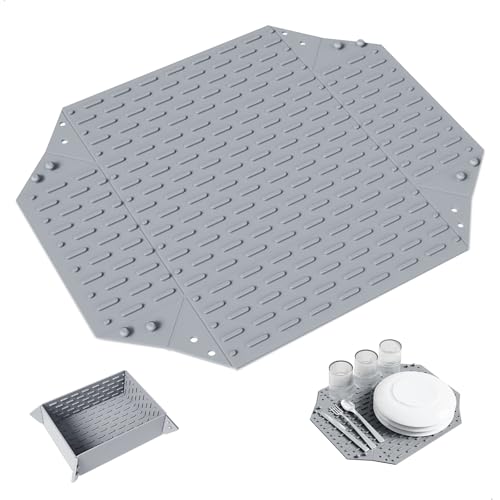 leyomgamz Alfombrilla Escurreplatos Silicona, Escurridor Fregadero Alfombrillas Antideslizante Cocina Bandeja Resistencia a Altas Temperaturas Dish Drying Rack para Platos, 28 x 33.5 cm Gris
