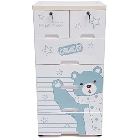 TouSuaRSi 5 Layers Plastic Storage Cabinet with 6 Drawers Lockable Cabinet Storage Closet Drawers Organizer for Clothes Bedroom Living Room 19.7" x 13.8" x 40.2" (6 Drawers, Pattern: Polar Bear) Cover
