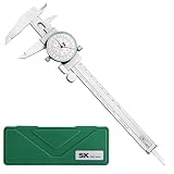 SK Dial Caliper, 6-Inch/150mm Caliper Measuring Tool with Dual SAE/Metric Scale, 4 Measurement Methods Stainless Steel Calipers, ±0.001 inch/0.03mm Accuracy