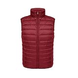 Chaleco De Plumas Mujer Invierno,Chaleco De Plumón Rojo Cálido Chaleco Ligero Acolchado con Cuello Alto para Mujer Chaqueta A Prueba De Viento De Invierno para El Hogar Al Aire Libre Regalo De Nav
