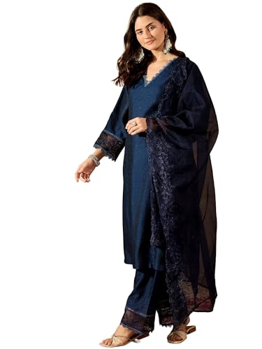 Image of FABIAN FASHION Women's Maroon Straight Kurta Palazzo Pant with Organza Dupatta Set Festive Ethnic Wear(ES 2537)