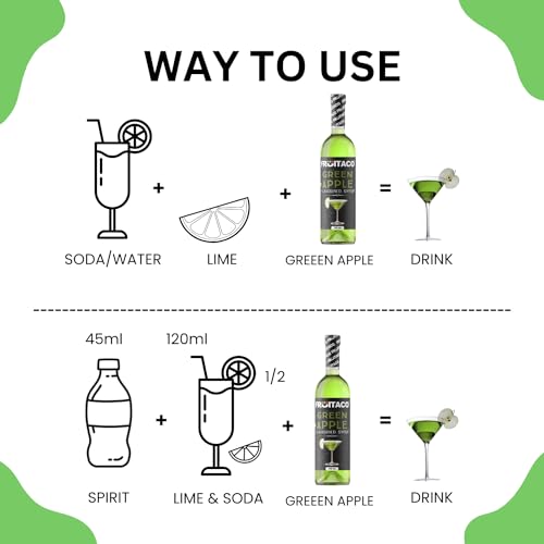 Image of Fruitaco Green Apple Syrup: Perfect Mixer For Enhancing Mocktails & Cocktails, Drinks, And Mojitos At Parties, Syrup Conveniently Packaged In A 750Ml Bottle For All Your Mixing Needs | Non-Alcoholic
