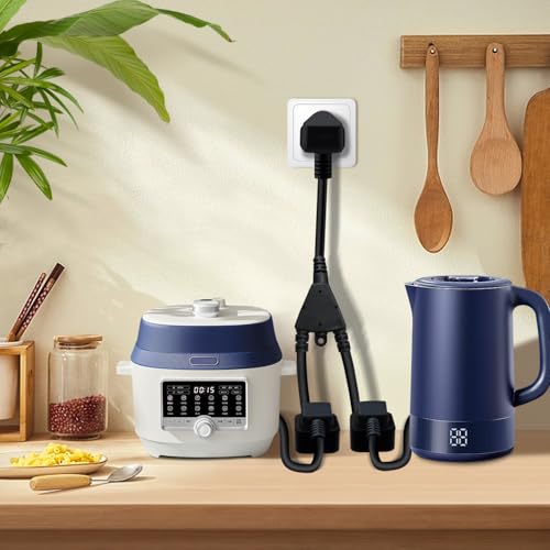 HuaLiSiJi 2 Way Extension Lead with Short Cable 13A 250V Double Socket Extension Lead for Home, Office (Black, 35 cm) - Image 4