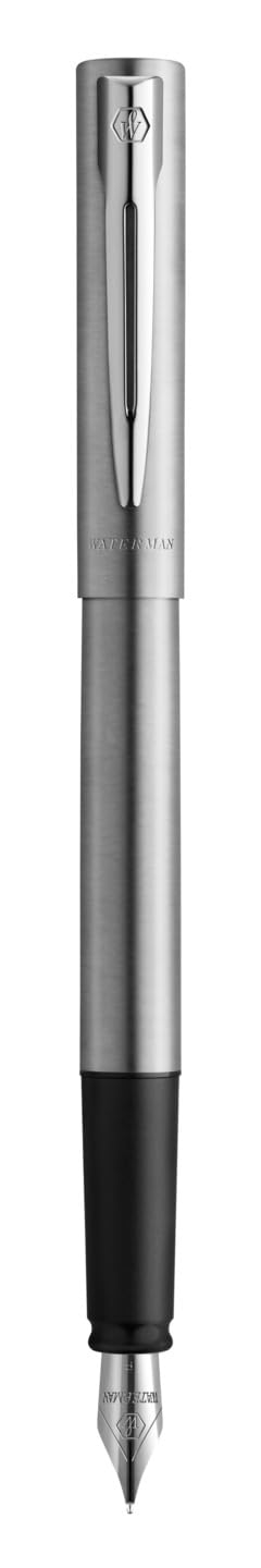 Waterman Allure - Juego de bolígrafos y plumas estilográficas personalizadas, juego de instrumentos de escritura de lujo en negro, regalo elegante para hombre y mujer (acero inoxidable)
