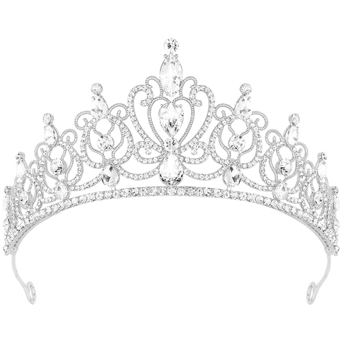 TODDER Silver Tiara for Women Girls Rhinestone Princess...