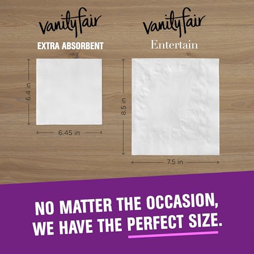 Vanity Fair Extra Absorbent Premium Paper Napkins, 80 Count, Disposable Napkins Made Soft And Strong For Messy Meals And Everyday Use