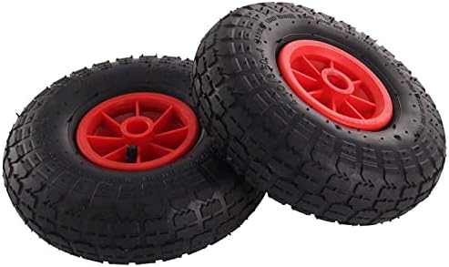14"/ 35.56Cm Pneumatic 3.50-8 Wheelbarrow Wheel Pneumatic Sack Truck Trolley Wheel Puncture Proof Tyre Complete for Garden Trolley Barrow Trailer Truck Red & Black (2)