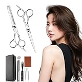 【改良版・初心者向けプロ仕様9点セット】ヘアカットシザーセット すきばさみ＆カットはさみ 高品質ステンレス製 理美容師監修 鋭い切れ味 家庭用・セルフカット対応 赤ちゃん 子供 前髪カット メンズ レディース 散髪シザーセット 軽量 錆びにくい 収納ケース付き