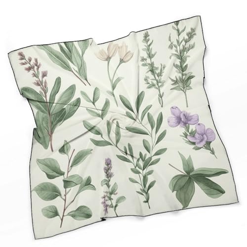Silk Scarves, Green Sage Leaves Printed Silk Scarves,soft Silk Scarves,versatile Silk Scarves,thin And Easy to Carry Silk Scarves3