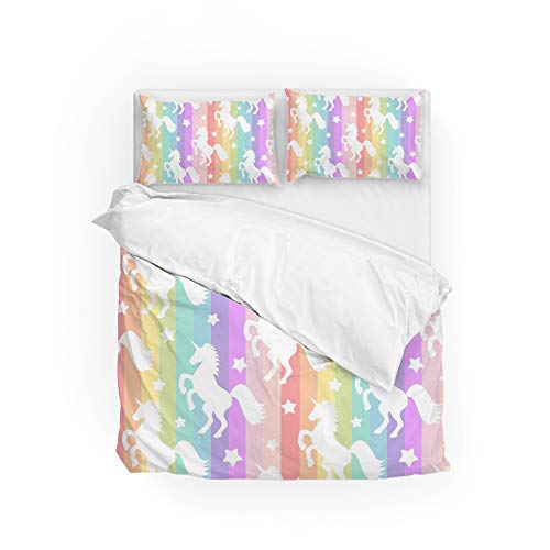 Housse de couette licorne CHEHONG en polyester ultra doux et durable blanc simple - 2