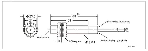 Miniatura 3 de E3F-R2NK Interruptor de proximidad Interruptor de sensor fotoeléctrico 78.7 in Distancia de detección ajustable Interruptor infrarrojo de reflexión