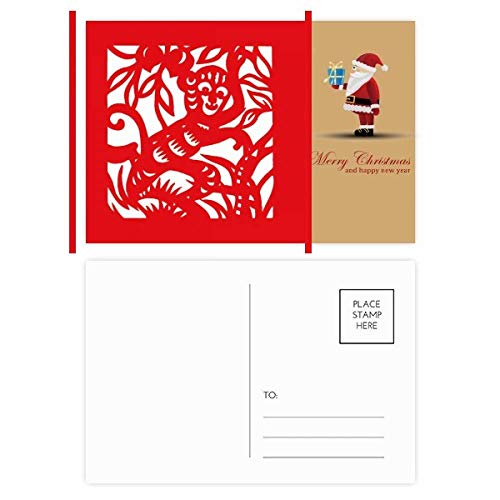 Cartes postales singe chinois zodiaque Père Noël à glisser sous le sapin