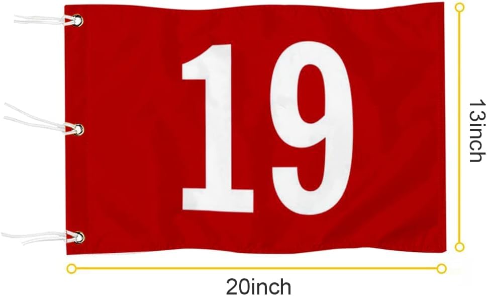 Standard Golf Flag Number 19 Golf Pin Flag Practic Putting Green Golf Flag For Backyard Garden Double-Sewn 600D Nylon Miniature Pin Flag (20"x13"Grommet) - Image 3