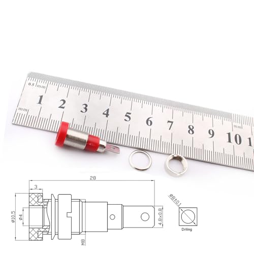RUNCCI-YUN 10Pcs 4mm Banana Jack Socket Female Adapter Panel Mount Binding Post for 4mm Banana Plug Connectors Speaker Cable Connectors(Black and Red) - Image 4