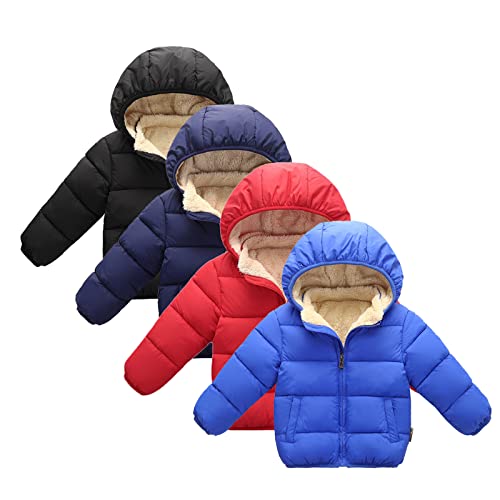 Kids Boy Girl Winter Hooded Puffer Jackets Coats Light Weight Padded Outerwear Windproof Plain Outfits