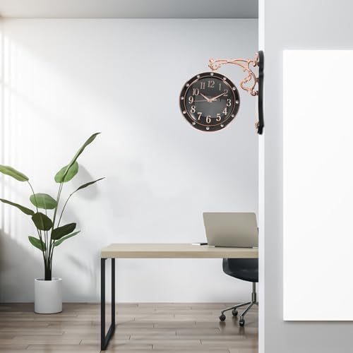 Horloge murale double face noire silencieuse pour optimiser l'espace du bureau - 7