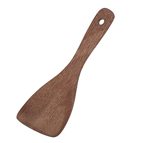 Yctze Wooden Kitchen Spatula, Cooking Shovel, Fried Rice Turner, Flat, Wide, Short Pointed with Rubber Handle, Thin