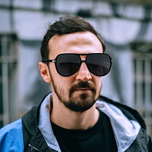 Aviator Sunglasses For Men Double Bridge Plastic Frame Polarzied Lens For Driving2