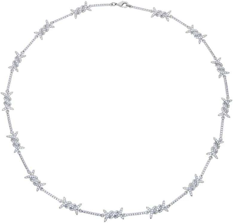 925 Sterling Silver Heart Barbed Wire Necklace For Men and Women - 14K Yellow Gold Barbwire Little Thorns Chain Choker Jewelry Gifts Barb Wine Necklace Gothic Hiphop Punk Little Thorns Chain Choker