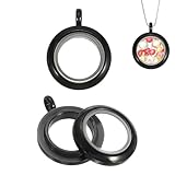 sourcing map 2 medallones de recuerdo vivo, colgantes flotantes redondos de 12,7 mm, acero inoxidable, cristal transparente, para mujer, collar, manualidades, decoración, color negro