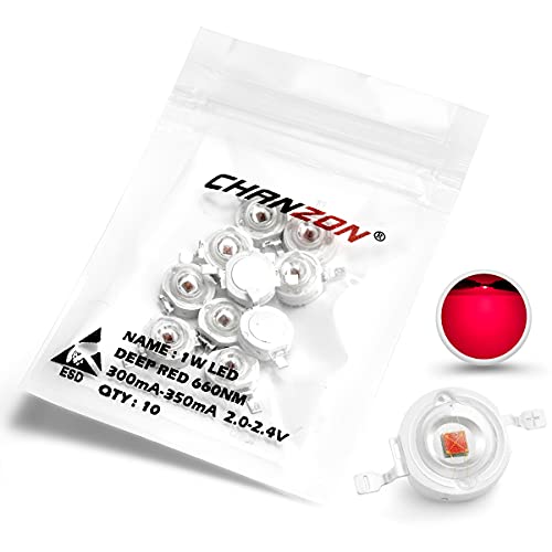 CHANZON 10 pcs Led Chip 1W Deep Red Plant Grow Light