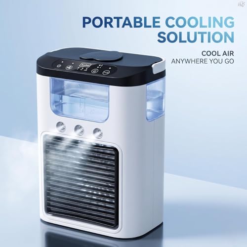 Image of Lapras 𝟏𝟓-𝐘𝐞𝐚𝐫 𝐋𝐨𝐧𝐠-𝐋𝐢𝐟𝐞 𝐖𝐚𝐫𝐫𝐚𝐧𝐭𝐲 Portable Air Cooler Fan, USB Rechargeable Personal Cooling Fan, Water Mist Spray Fan, 3 Speed Desktop Air Cooler, Mini Cooler for Kitchen