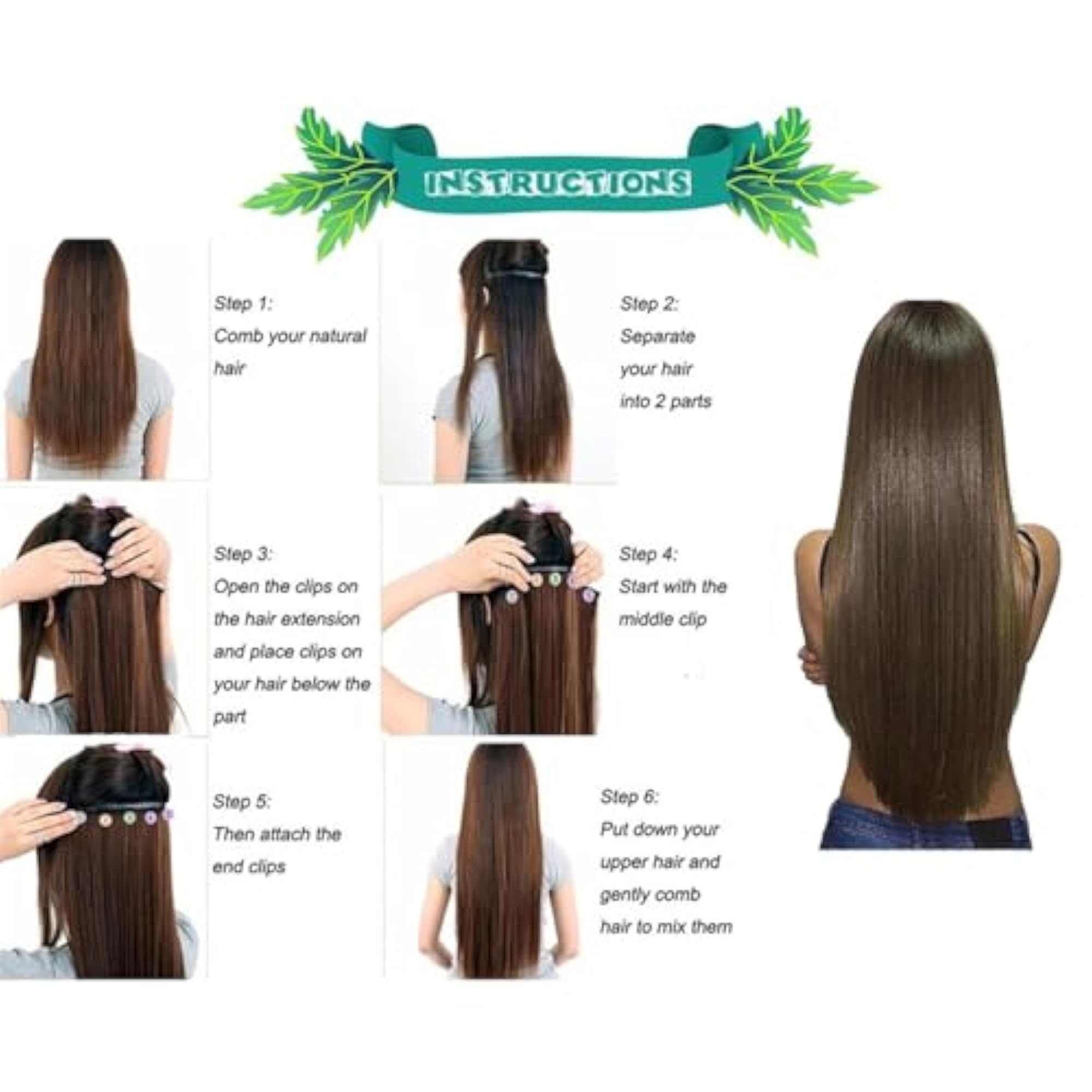 40-Inch Wavy Curly Hair Extensions, Matte Brown