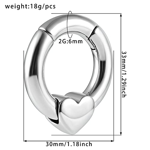 Maxbott 2Pcs Fashion Heart Stainless Steel Plugs Ear Weights 6Mm Ear Gauges Piercing Expander Stretchers Body Jewelry (1-Black, 2G(6Mm)) #TOP4