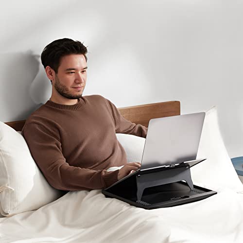 LORYERGO Laptop Lap Desk - Adjustable Lap Desk for Laptop with 8 Angles & Dual Cushions, Computer Lap Desk Fits up to 15.6 Inch Laptops, Portable Laptop Desk Lap Table with Handle for Bed/ Sofa/ Car - Thumbnail 7