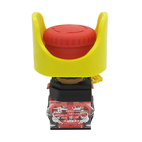 mxuteuk 2NC Red Mushroom Switch 22mm Red Mushroom Emergency Stop Push Button Switch AC 660V 10A + Protective Cover Anti-misoperation,3 Years Warranty LA36-02ZS-XYB - Image 2