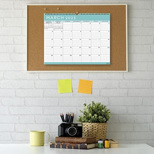 S&O Basic Teal Business 2023 Wall Calendar from Aug 2022-Dec 2023 - Tear-Off Monthly Calendar for Office - 17 Month Academic Wall Calendar - Hanging Calendar with Monthly Mini-Calendars-11.5"x14.75in