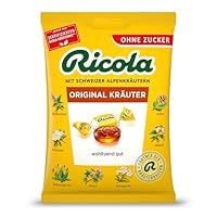 Ricola Original Kräuter, 75g Beutel Original Schweizer Kräuter-Bonbons mit 13 Schweizer Alpenkräutern, zuckerfrei, 1 x 75g, vegan