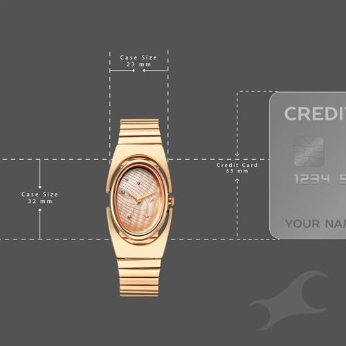 Image of Fastrack UFO Quartz Beige Yellow Shaped Dial Girls Watch | Rose Gold Colour Band | Watches for Girls Analog - 6318WM01