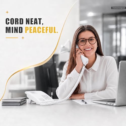 Image of Comtrue Phone Cords for Landline, 2-Pack, Telephone Handset Cords | White, Universally Compatible, Tangle-Resistant, Noise-free, Go-to Length, Ideal for office & home