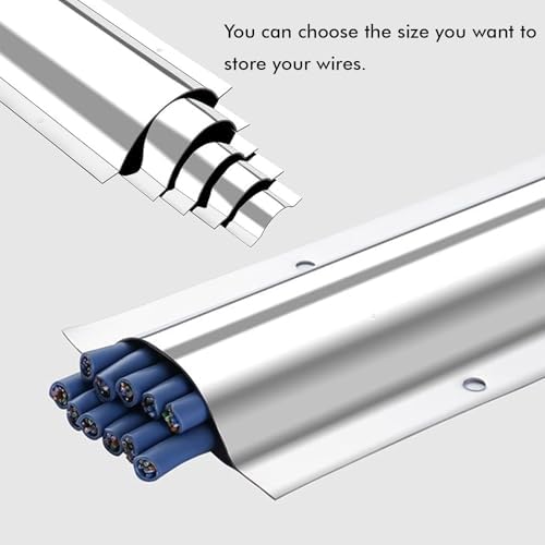 Heavy Duty Floor Cable Protector - 39" Silver Stainless Steel Raceway for Wall-Mounted TVs & Office Wires, Paintable Cord Hider, 2M Inner Width (8/9IN)