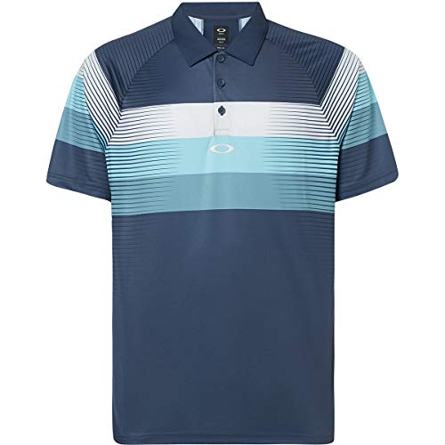 Oakley Men's Color Block Graphic Polo, Foggy Blue, M