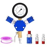 MEANLIN MEASURE 3-Way Air Manifold with 200 Psi Pressure Gauge, Aluminum Industrial Hex Quick Connect Fittings Air Splitter for Air Compressor Hose Accessories Quick Connect Fittings