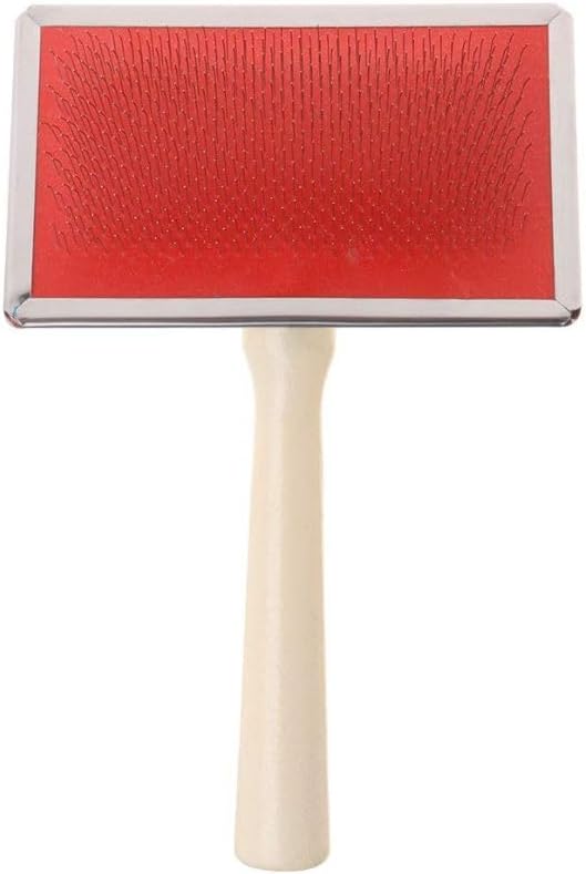 Wooden Handle Slicker Brush for Dogs and Cats | Removes Loose Fur, Shedding, and Tangles | Pet Grooming & Massage Tool (Small)