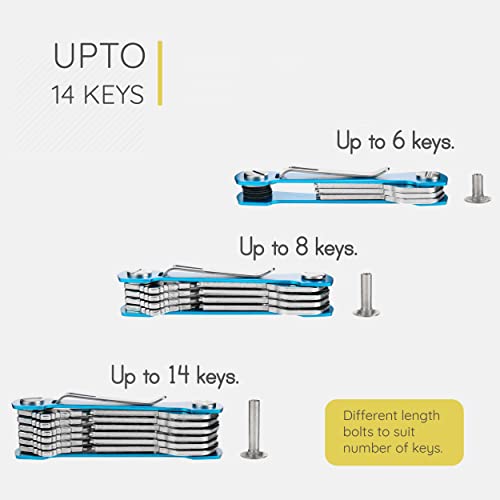 Compact Key Holder -Smart Key Organizer For Keychain -Minimalist Edc Key Carrier W Expansion Screws, Pocket Clip, Key Ring Attachment Loop Piece For Car Key Fob, Bottle Opener Accessories, 14 Keys #TOP2