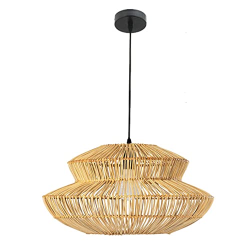Plafonnier de salon vintage avec lustre industriel en bambou tressé