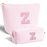 Btffitting Personalized Makeup Bag for Women Girls - Fashion Cosmetic Bag Trendy Travel Toiletry Bag with Initials Letter - Teen Gifts - Pink,Z