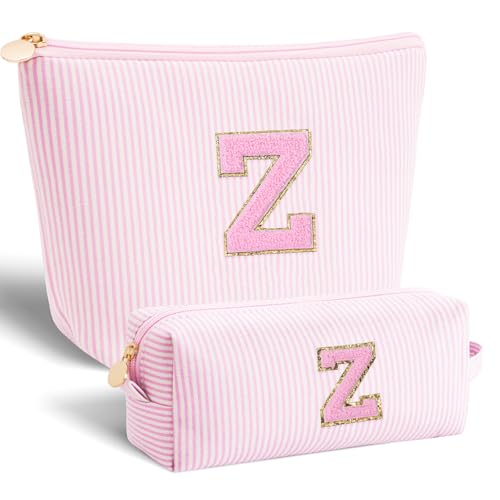 Btffitting Personalized Makeup Bag for Women Girls - Fashion Cosmetic Bag Trendy Travel Toiletry Bag with Initials Letter - Teen Gifts - Pink,Z