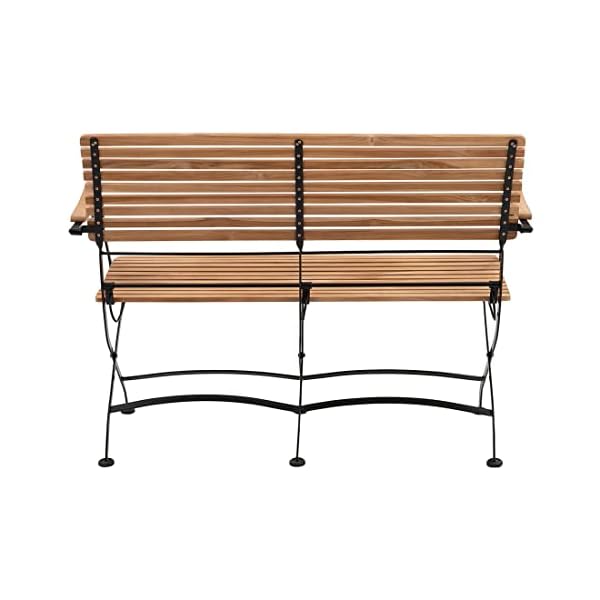 OUTLIV. Gartenbank Lindau 2-Sitzer Teak Stahl Dunkelgrau