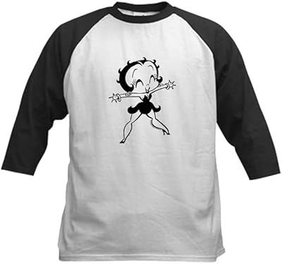 CafePress Betty Boop Big Hug Kids Baseball T Shirt Kids Cotton Baseball Jersey, 3/4 Raglan Sleeve Shirt Black/White