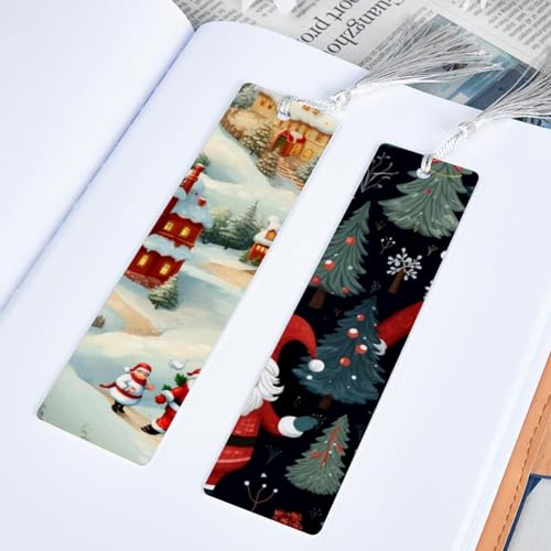 6 marque-pages à pompons Merry Christmas pour lecture de Noël