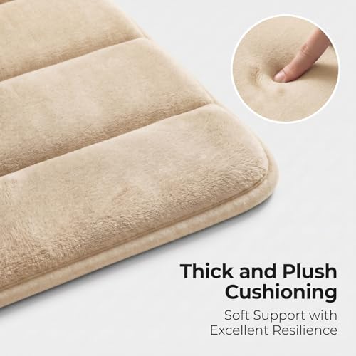 AINAHYVA 2 Piece Memory Foam Bath Mat Set, Extra Soft Absorbent Bathroom Rugs with U-Shaped Toilet Rug, Non-Slip Backing, Machine Washable, 24x16 + 20x20 U-Shaped, Camel by AINAHYVA - Used condition - Image 4