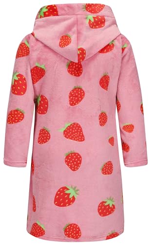 Image of Kids Hooded Bathrobe Girls Soft Plush Hooded Flannel Pajamas Sleepwear Boys Spa Robe