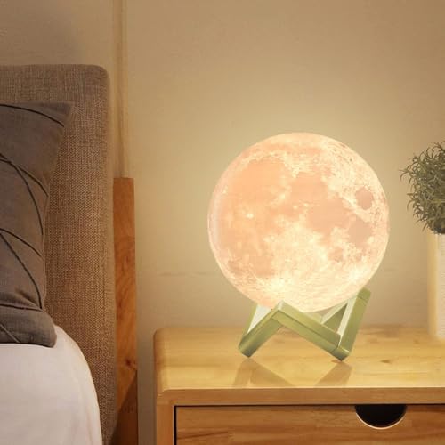 Miniatura 2 de Aced Lampara Luna Luna Lampara 2023 Actualización 16 Color Con Soporte De Madera Lejano Control Táctil Un Regalo Para Una Niña Chico Mujeres Novia Diámetro 18cm