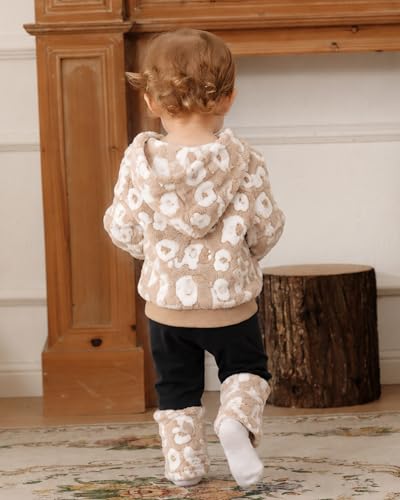 Image of Jecson Toddler Girl Clothes Baby Girl Fleece Hoodie Outfits Thick Thermal Winter Leggings 2Pcs Clothing Sets 6M-4T
